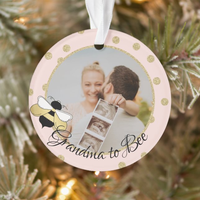 Grandma to Bee We're Expecting with Photo Ornament (Tree)