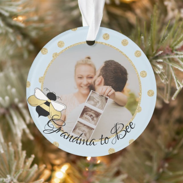 Grandma to Bee We're Expecting with Photo Ornament (Tree)