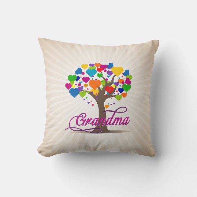 Grandma Tree of Life Hearts Cushion (Front)