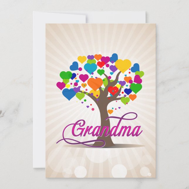 Grandma Tree of Life Hearts Invitation (Front)