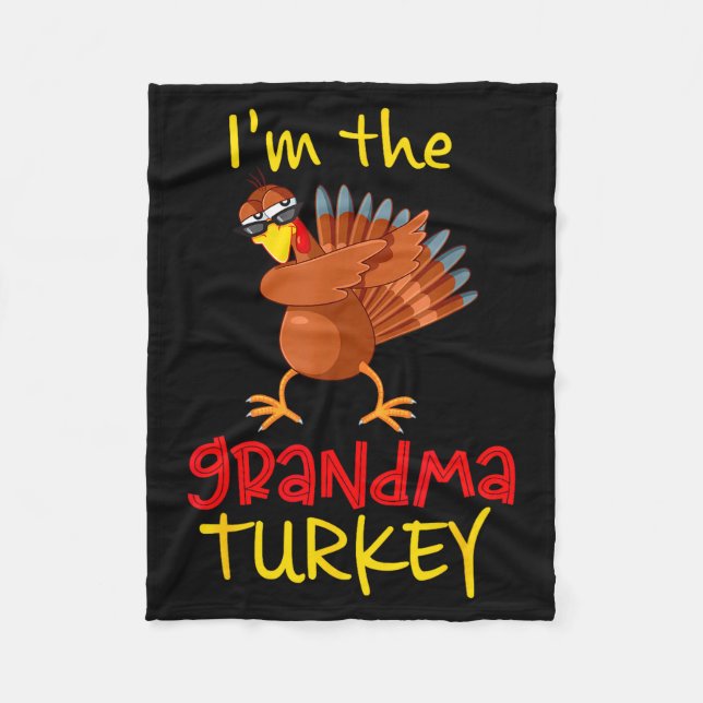 Grandma Turkey Matching Family Group Thanksgiving  Fleece Blanket (Front)
