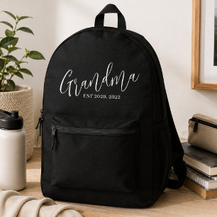 Grandma typography Established New Grandma Gift Printed Backpack
