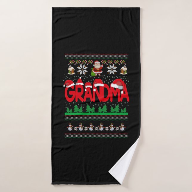 Grandma Ugly Christmas Sweater Bath Towel (Bath Towel)