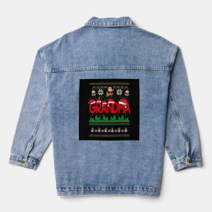Grandma Ugly Christmas Sweater Denim Jacket