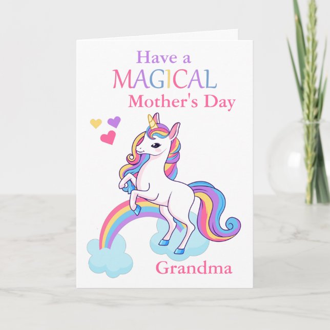 Grandma Unicorn Magical Mother's Day Card (Front)