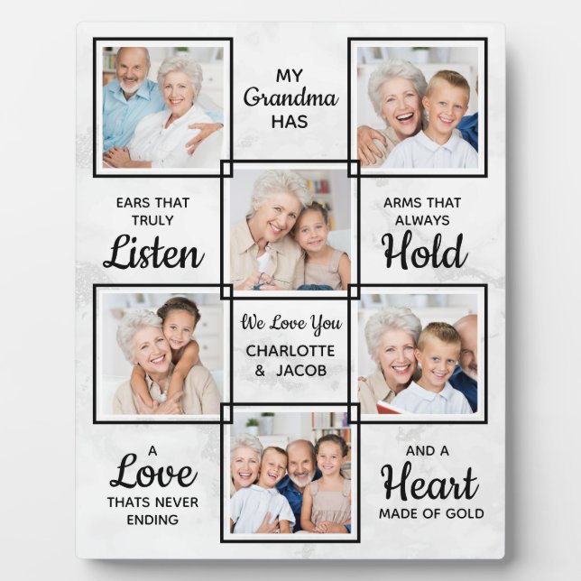 Grandma Unique Photo Collage Plaque (Front)