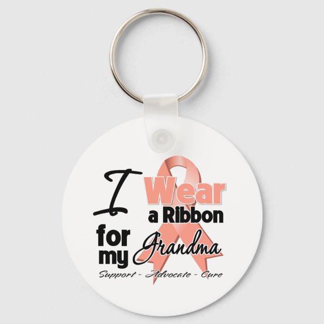 Grandma - Uterine Cancer Ribbon Key Ring (Front)