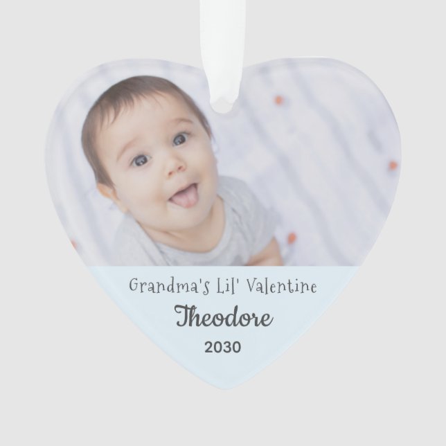 Grandma Valentine Grandson Personalised Photo Name Ornament (Front)