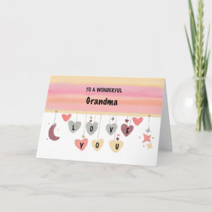 Grandma Valentine Hearts Moon Stars Card