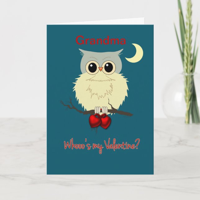 Grandma Valentine's Day Cute Owl Humor Holiday Card (Front)