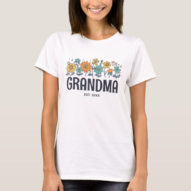 Grandma Vintage Floral Cute Groovy Flower Custom T-Shirt (Front)