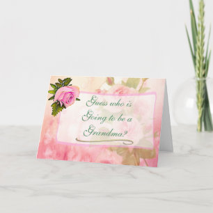 Grandma Vintage Rose Baby Announcement Card