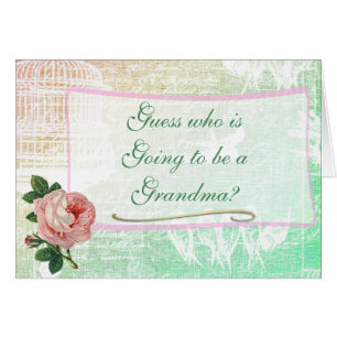 Grandma Vintage Rose Baby Announcement Card