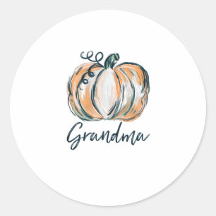 Grandma Watercolor Pumpkin Fall Thanksgiving Hallo Classic Round Sticker