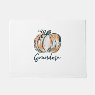 Grandma Watercolor Pumpkin Fall Thanksgiving Hallo Doormat