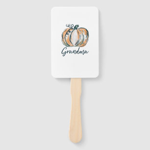 Grandma Watercolor Pumpkin Fall Thanksgiving Hallo Hand Fan