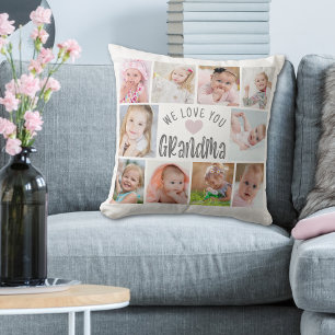 GRANDMA WE LOVE YOU 10 Photo Collage Custom Cushion