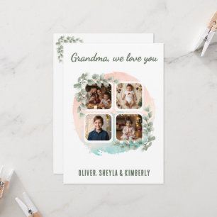 Grandma we love you 6 Photo Collage Eucalyptus Card