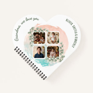 Grandma we love you 6 Photo Collage Eucalyptus Notebook