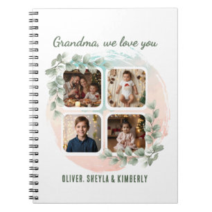 Grandma we love you 6 Photo Collage Eucalyptus Notebook