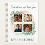 Grandma we love you 6 Photo Collage Eucalyptus Planner<br><div class="desc">Celebrate Grandma with this beautiful personalized greeting planner featuring a custom photo collage, a delicate eucalyptus design and soft watercolor accents, framing four family photos. The loving message 'Grandma, we love you' makes it an unforgettable gift for birthdays, holidays, or just because. Customize with your favorite photos, names and your...</div>