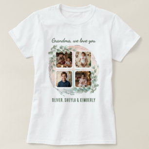 Grandma we love you 6 Photo Collage Eucalyptus T-Shirt