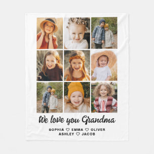 Grandma We love you 9 photo collage Fleece Blanket