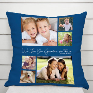 Grandma We Love You Blue Photo Cushion