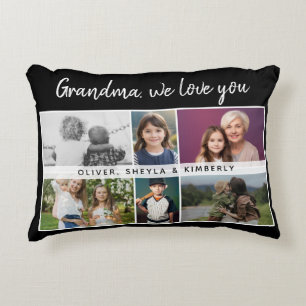 Grandma we love you Grandchildren 6 Photo Collage Decorative Cushion