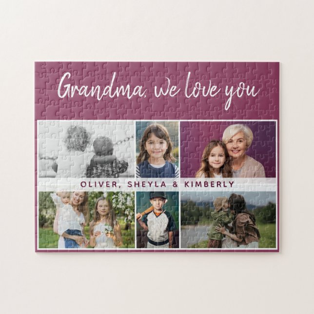 Grandma we love you Grandchildren 6 Photo Collage Jigsaw Puzzle (Horizontal)
