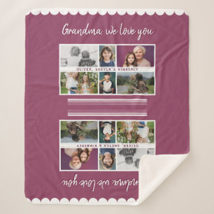 Grandma we love you Grandchildren 6 Photo Collage Sherpa Blanket