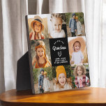 Grandma We Love You Heart Modern Photo Collage Plaque<br><div class="desc">The Grandma We Love You Heart Modern Photo Collage Plaque is a touching and personalised gift that showcases your love for your grandmother. This beautifully designed plaque features a heart-shaped photo collage, allowing you to add your favourite family pictures in a modern and stylish layout. The heartfelt "We Love You,...</div>