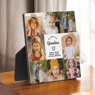Grandma We Love You Heart Modern Photo Collage Plaque