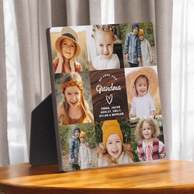 Grandma We Love You Heart Wood Photo Collage Plaque (Creator Uploaded)