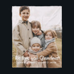 Grandma We Love you Hearts Modern Single Photo Fleece Blanket<br><div class="desc">The Grandma Photo Personalised Custom Text Gift Fleece Blanket is a heartwarming and unique way to show Grandma your love. Featuring a collage of eight cherished family photos, this blanket is personalised with custom text to create a one-of-a-kind keepsake. Made from soft, cosy fleece, it provides both warmth and a...</div>