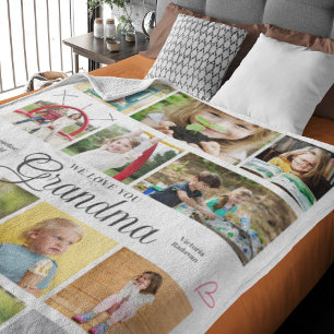 Grandma We Love You Personalised Hearts Fleece Blanket