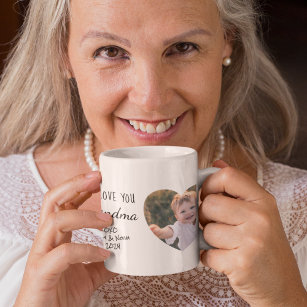 Grandma We Love You Personalised Photos Hearts Magic Mug