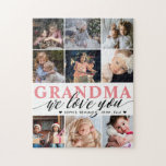 Grandma We Love You Photo Collage  Jigsaw Puzzle<br><div class="desc">Modern Grandma We Love you Photo Collage puzzle. Design featuring 9 photos,  grandma we love you typography script and grand kids names.</div>