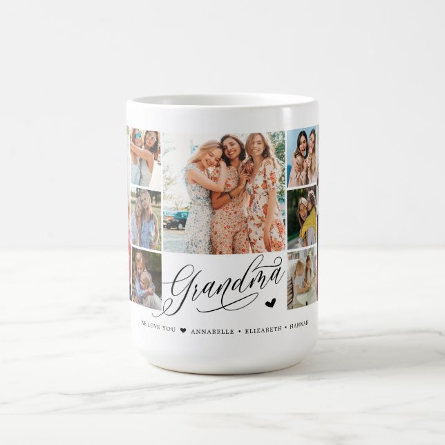Grandma We Love You Photo Collage Typography   Coffee Mug (Center)
