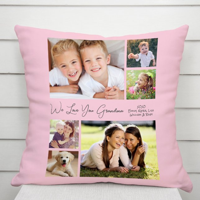 Grandma We Love You Pink Photo Cushion (Creator Uploaded)
