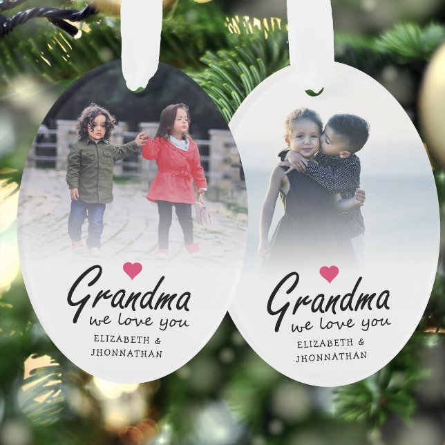 Grandma we love you Script 2 sided template Photo Ornament (Creator Uploaded)
