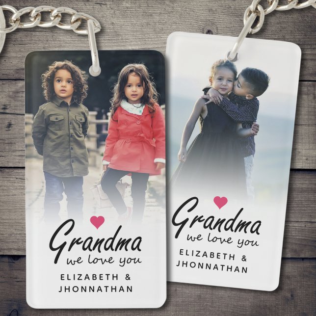 Grandma we love you Script Custom 2 Sided Photo  Key Ring (Creator Uploaded)