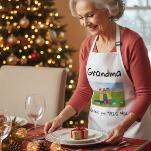 Grandma We Love You This Much Photo Christmas Gift Apron