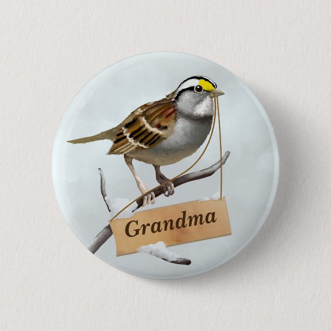 Grandma White throated sparrow 6 Cm Round Badge (Front)