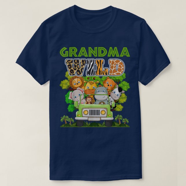 Grandma Wild Zoo Theme Birthday Truck Safari Jungl T-Shirt (Design Front)