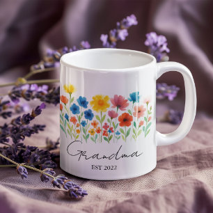 Grandma Wildflower Mug Custom Est. Year -