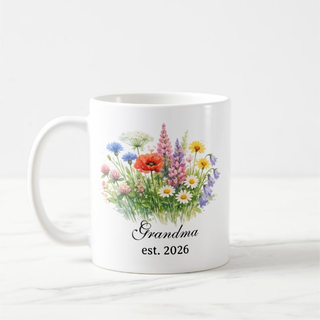Grandma Wildflower Watercolor  Coffee Mug (Left)