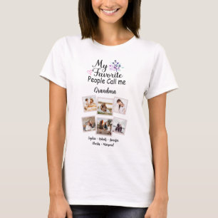 Grandma With Grandkids Names & 6 Photos T-Shirt