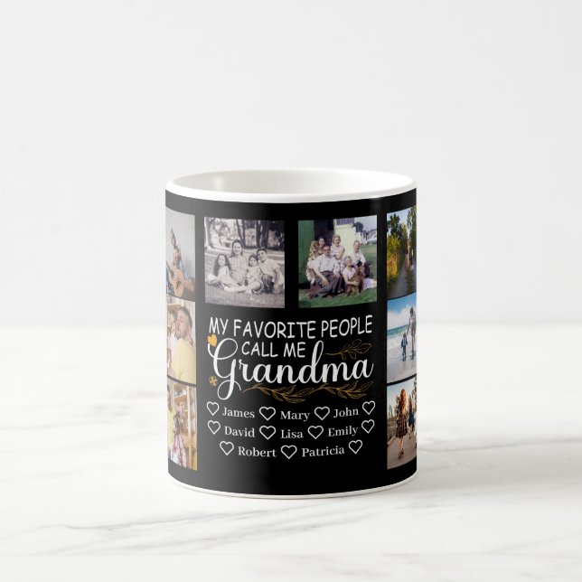 Grandma with names and 14 photos of the grandkids coffee mug (Center)