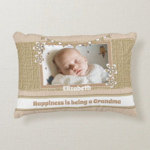 Grandma with names and photos rustic decorative cushion